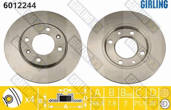 Girling 6012244 - Bremžu diski autospares.lv