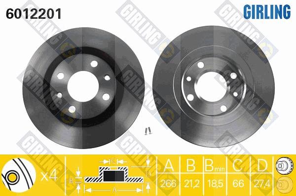 Girling 6012201 - Тормозной диск www.autospares.lv