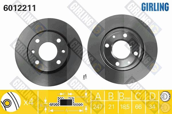 Girling 6012211 - Brake Disc www.autospares.lv