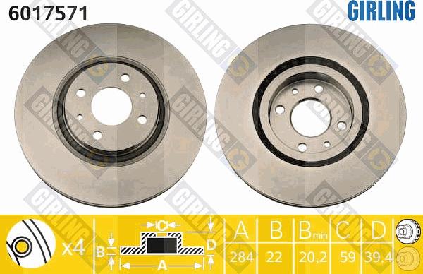 Girling 6017571 - Bremžu diski autospares.lv