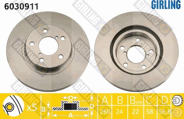 Girling 6030911 - Bremžu diski autospares.lv