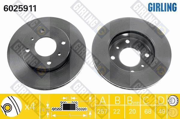 Girling 6025911 - Bremžu diski autospares.lv