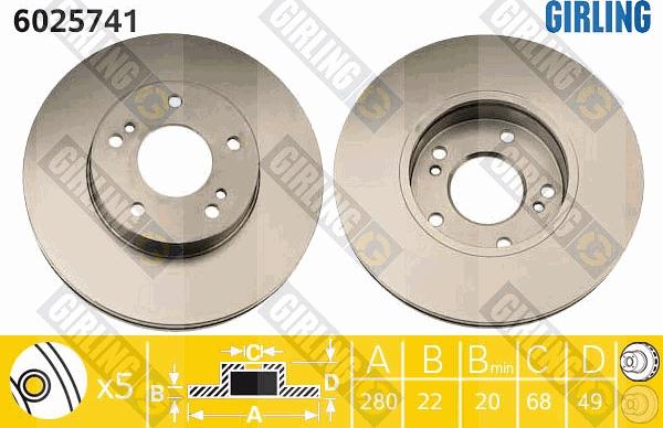 Girling 6025741 - Bremžu diski autospares.lv