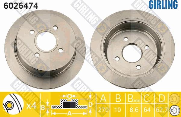 Girling 6026474 - Bremžu diski www.autospares.lv