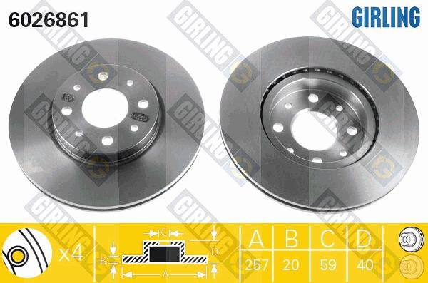 Girling 6026861 - Bremžu diski autospares.lv