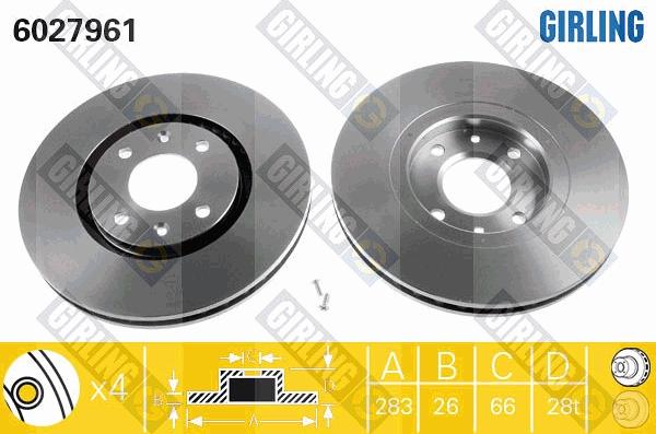 Girling 6027961 - Тормозной диск www.autospares.lv