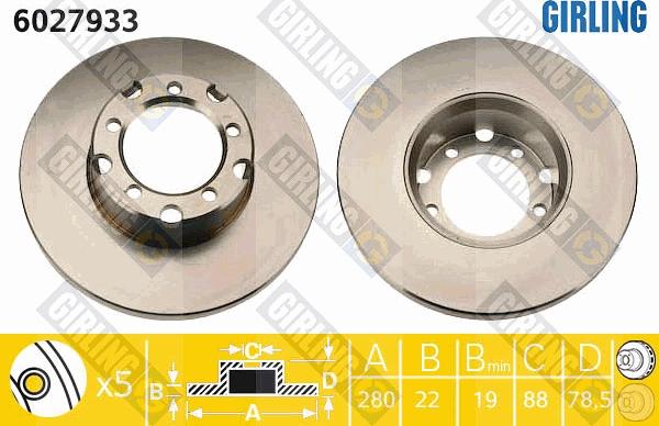 Girling 6027933 - Bremžu diski autospares.lv