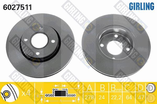 Girling 6027511 - Bremžu diski www.autospares.lv