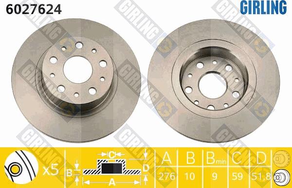 Girling 6027624 - Bremžu diski www.autospares.lv