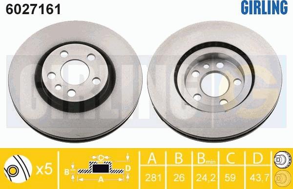 Girling 6027161 - Bremžu diski www.autospares.lv