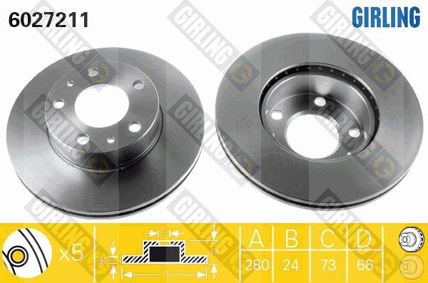 Girling 6027211 - Тормозной диск www.autospares.lv