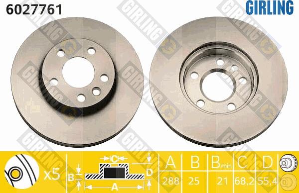 Girling 6027761 - Bremžu diski autospares.lv