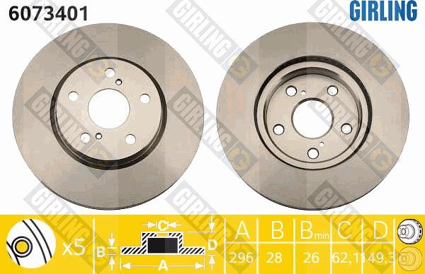 Girling 6073401 - Тормозной диск www.autospares.lv