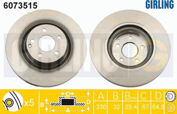 Girling 6073515 - Bremžu diski www.autospares.lv