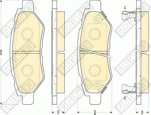 Girling 6146029 - Тормозные колодки, дисковые, комплект www.autospares.lv