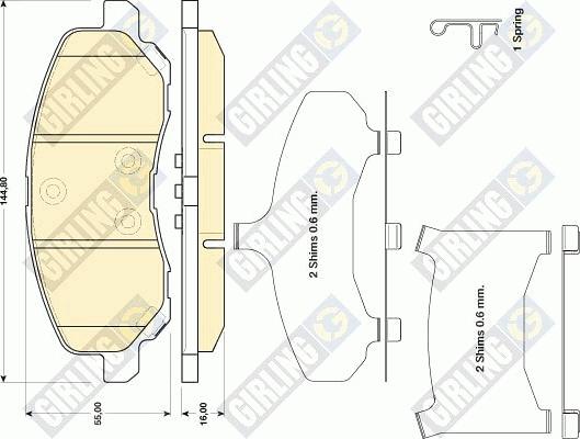 Girling 6141429 - Bremžu uzliku kompl., Disku bremzes www.autospares.lv