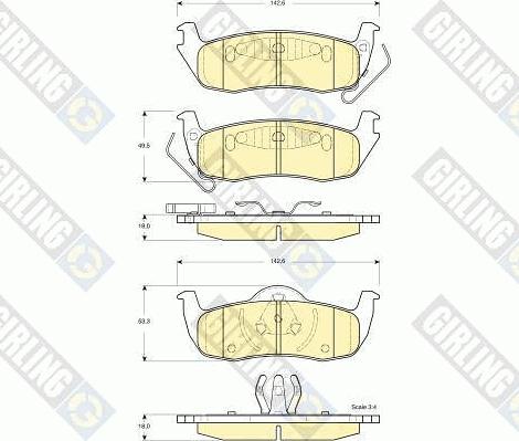 Girling 6141375 - Bremžu uzliku kompl., Disku bremzes www.autospares.lv