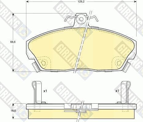 Girling 6104961 - Тормозные колодки, дисковые, комплект www.autospares.lv