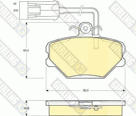 Girling 6108521 - Bremžu uzliku kompl., Disku bremzes autospares.lv