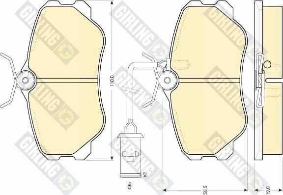 Girling 6108641 - Тормозные колодки, дисковые, комплект www.autospares.lv