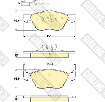 Girling 6114452 - Bremžu uzliku kompl., Disku bremzes www.autospares.lv