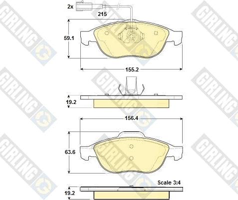 Girling 6114412 - Bremžu uzliku kompl., Disku bremzes autospares.lv