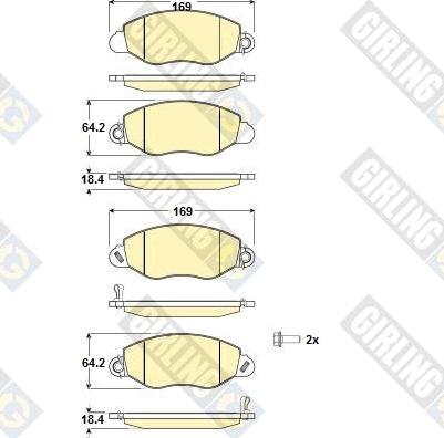 Girling 6114614 - Bremžu uzliku kompl., Disku bremzes autospares.lv