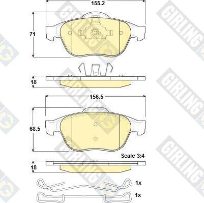 Girling 6114682 - Bremžu uzliku kompl., Disku bremzes autospares.lv