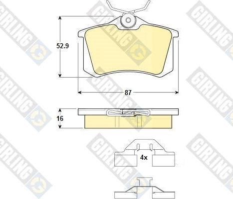 Girling 6114671 - Bremžu uzliku kompl., Disku bremzes www.autospares.lv