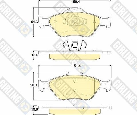 Girling 6114192 - Тормозные колодки, дисковые, комплект www.autospares.lv