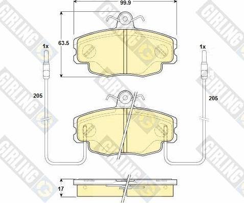 Girling 6114281 - Bremžu uzliku kompl., Disku bremzes www.autospares.lv