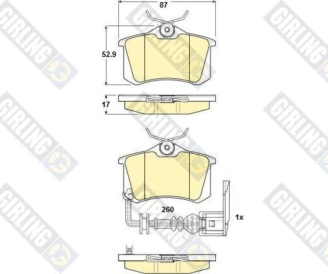 Girling 6114751 - Тормозные колодки, дисковые, комплект www.autospares.lv