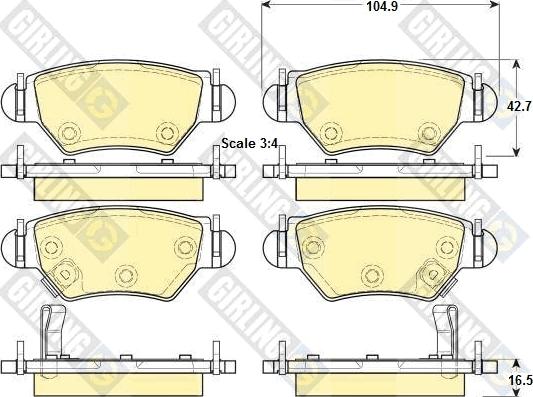 Girling 6114714 - Тормозные колодки, дисковые, комплект www.autospares.lv