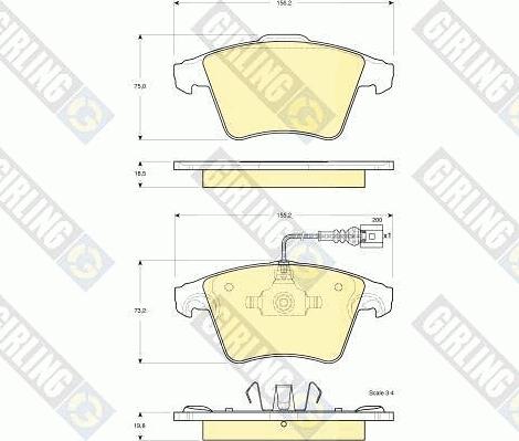 Girling 6115552 - Bremžu uzliku kompl., Disku bremzes www.autospares.lv