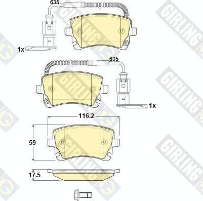 Girling 6115081 - Тормозные колодки, дисковые, комплект www.autospares.lv