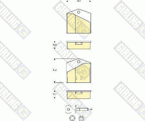 Girling 6116401 - Bremžu uzliku kompl., Disku stāvbremze www.autospares.lv