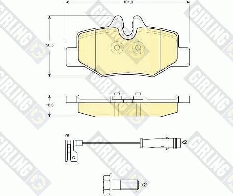 Girling 6116014 - Bremžu uzliku kompl., Disku bremzes www.autospares.lv