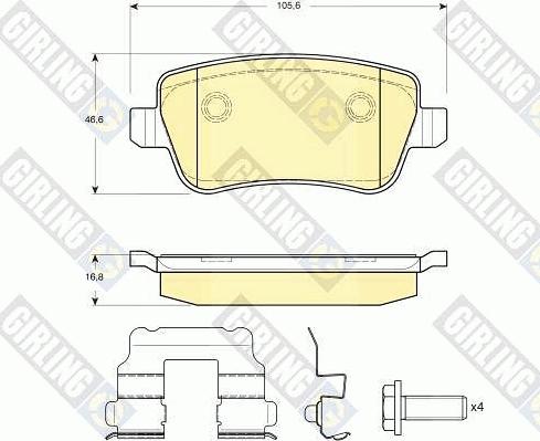 Girling 6116371 - Тормозные колодки, дисковые, комплект www.autospares.lv