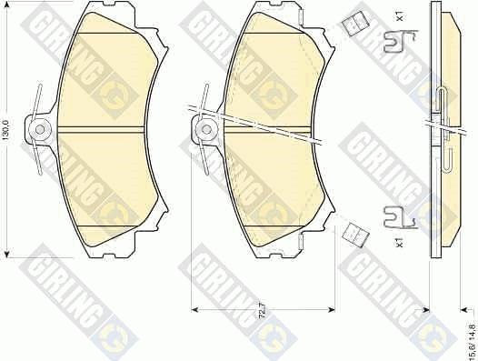 Girling 6111981 - Тормозные колодки, дисковые, комплект www.autospares.lv