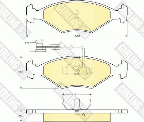 Girling 6113472 - Тормозные колодки, дисковые, комплект www.autospares.lv