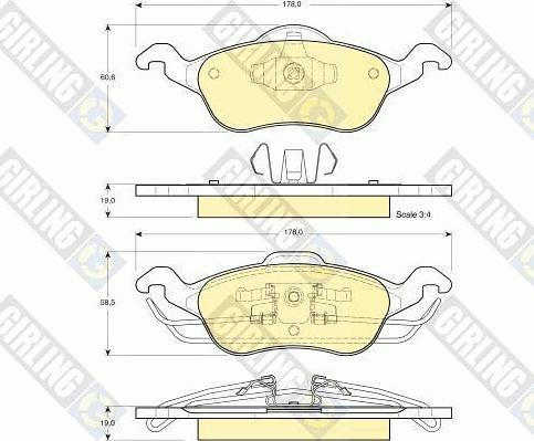 Girling 6113582 - Bremžu uzliku kompl., Disku bremzes www.autospares.lv