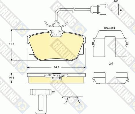 Girling 6113691 - Bremžu uzliku kompl., Disku bremzes www.autospares.lv