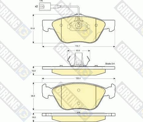 Girling 6113622 - Тормозные колодки, дисковые, комплект www.autospares.lv