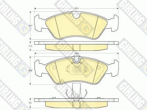 Girling 6113002 - Bremžu uzliku kompl., Disku bremzes www.autospares.lv