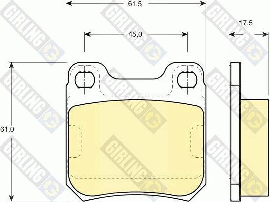 Girling 6113022 - Тормозные колодки, дисковые, комплект www.autospares.lv