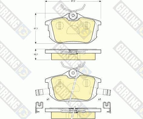 Girling 6113141 - Bremžu uzliku kompl., Disku bremzes www.autospares.lv