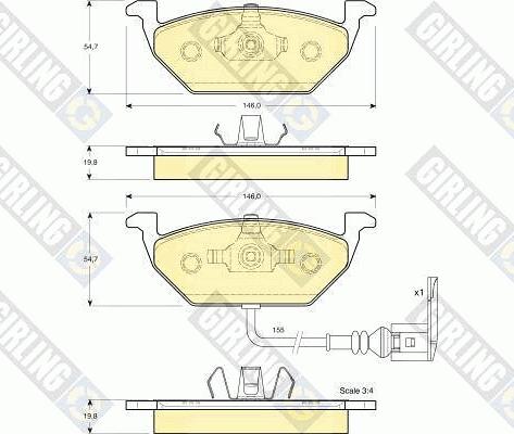 Girling 6113865 - Bremžu uzliku kompl., Disku bremzes autospares.lv