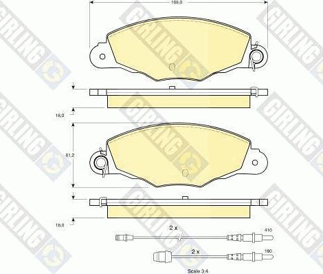 Girling 6113364 - Bremžu uzliku kompl., Disku bremzes www.autospares.lv