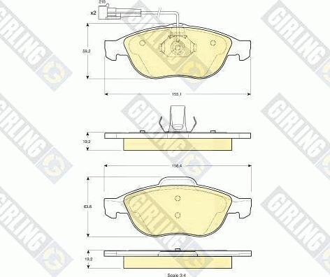 Girling 6113372 - Brake Pad Set, disc brake www.autospares.lv