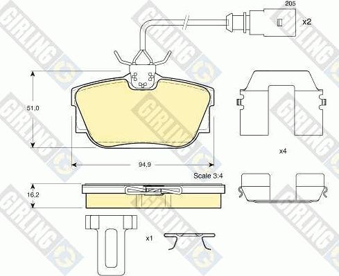 Girling 6113261 - Bremžu uzliku kompl., Disku bremzes autospares.lv